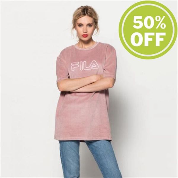 Camisetas Fila Mujer Rosas Claro - Luna Long Tee Oversized Long Tee - España 096728ORF